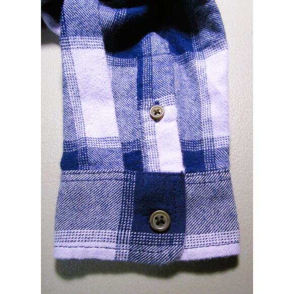Cat & Jack Boy's Flannel Plaid Shirt Size Medium (8) Blue White Gray Cotton - Picture 4 of 6